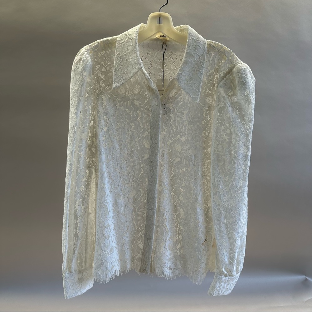L'Agence Jenica Lace Long-Puffed Sleeve Blouse